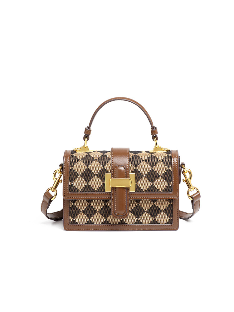 Bolso de mano retro con estilo occidental, Caja del Tesoro de la Luz de la Luna, textura de rombos y leopardo, algodón y lino, bolso de hombro para mujer, bandolera casual de moda