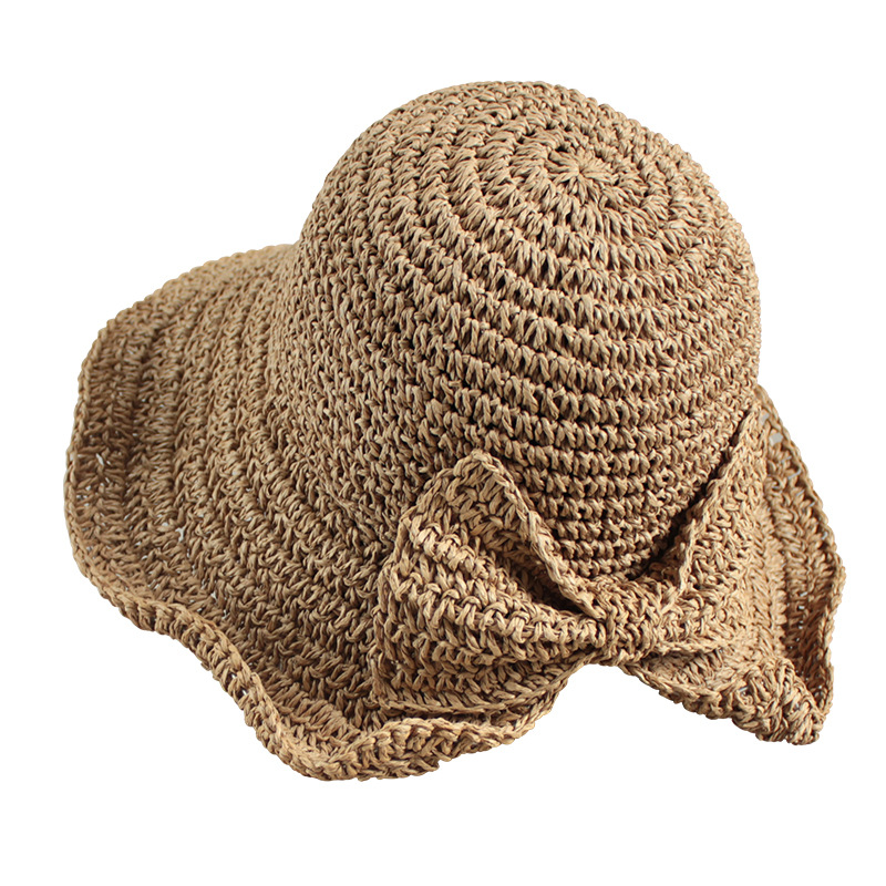 日よけ帽子女性の夏の日よけ帽子大きなつば麦わら帽子女性の屋外日焼け止め帽子盆地帽子リボン漁師帽子夏と秋