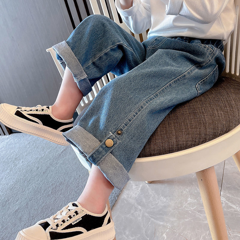 Boys' denim jeans spring and autumn stylish outerwear thin summer wear boys' summer style children's clothing autumn wide-leg pants