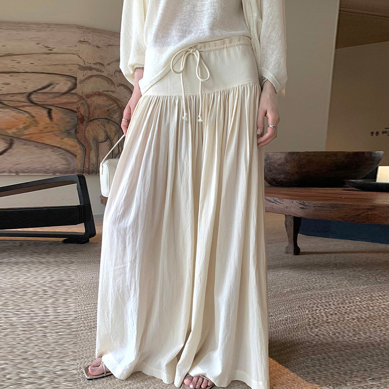 Maternity Korean-Style Drawstring Lazy Wide-Leg Skirt Pants for Women, Summer 2026 New Loose Casual Versatile Petite Pants