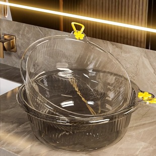 Transparent PET thickened washbasin household kitchen vegetable washing and basin light luxury student dormitory foot washing basin wholesale