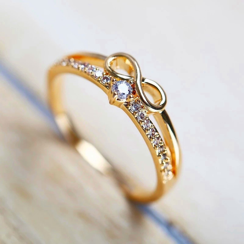 1 Piece Fashion Number Alloy Plating Hollow Out Inlay Rhinestones 14K Gold Plated Womenu0027S Rings