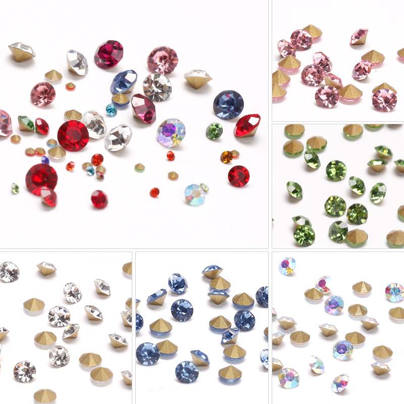 2022 red nueva taladro de uñas joyería de uñas de diamante de agujas de fondo de uñas de 6 cuadrículas pequeñas pilas de taladro mezcla de joyería de diamante