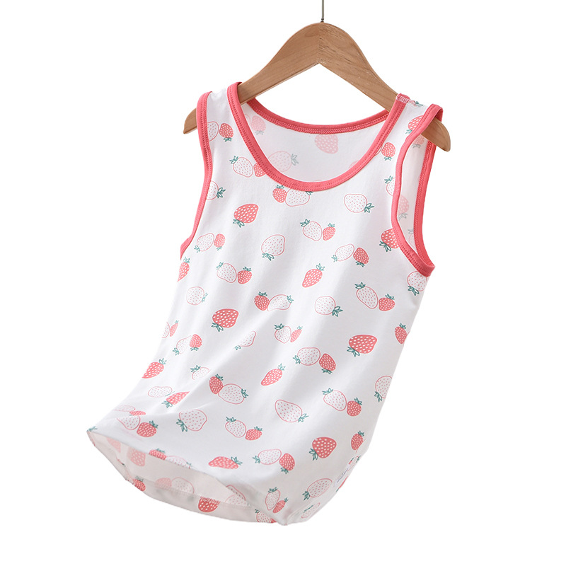 Algodón sin costuras Chaleco de verano nuevos niños y niñas bebé correa sin mangas sin hueso tocar fondo pijamas delgados moda