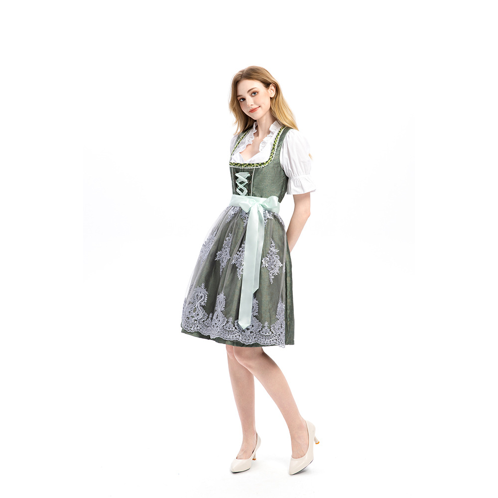 New German Dirndl Bavarian Oktoberfest Maid Dress Traditional Performance Costume Cross-Border Stage Outfit