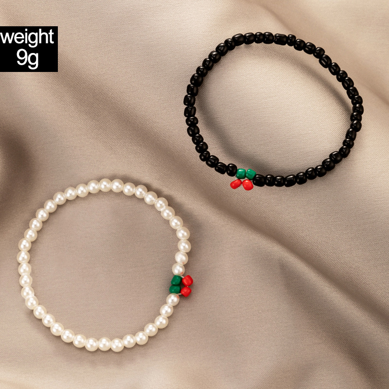 Ethnic Style Pearl Color Beaded Cherry Couple Bracelet Set display picture 1