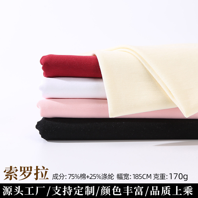 可定制索罗拉涤棉170G凉感冰感袖口领口下摆弹力短袖针织面料