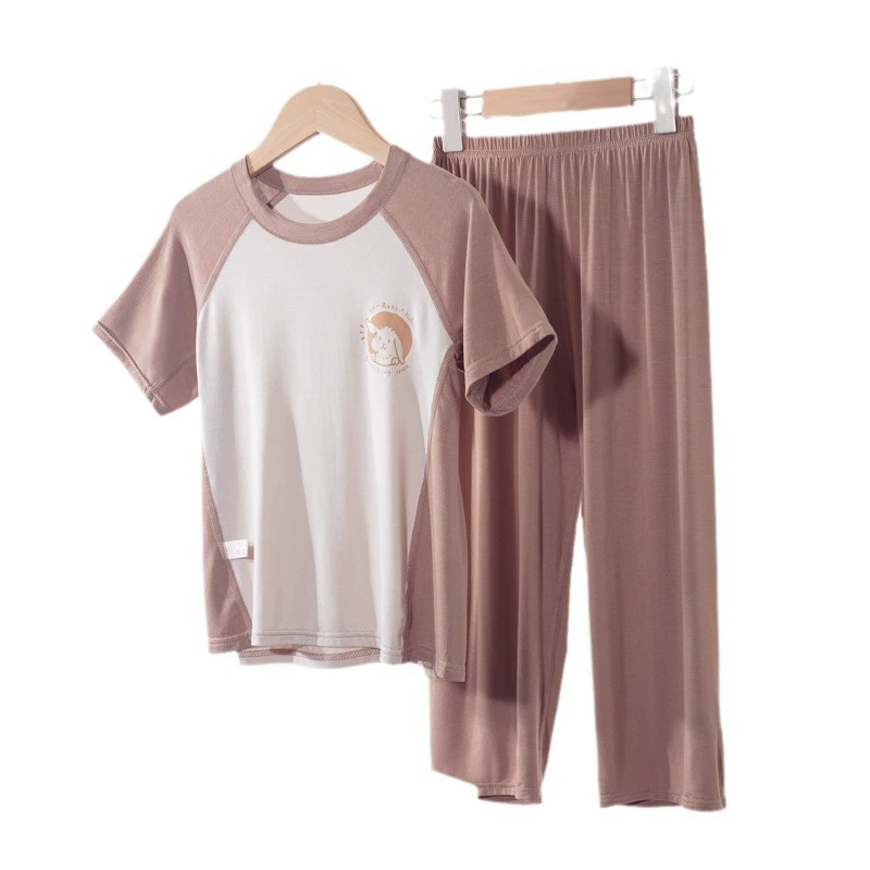 Trousers for men and women, pijama with a round collar, set, family style, with short sleeve