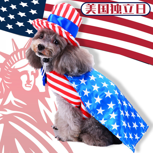 Cross-border American Independence Day dog ​​clothes, funny pet clothes, Independence Day flags, pet clothes, holiday clothes