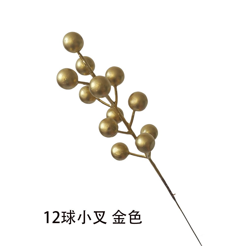 Baya de simulación de Navidad dorada, espolvorear agujas de cedro, decoración de flores de Año Nuevo, fruta roja, fortuna, accesorios de barril de frutas al por mayor