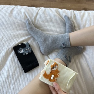 秋季袜子女可爱卡通叮当猫猫咪立体蛋蛋爆款ins风抽象搞怪中筒袜