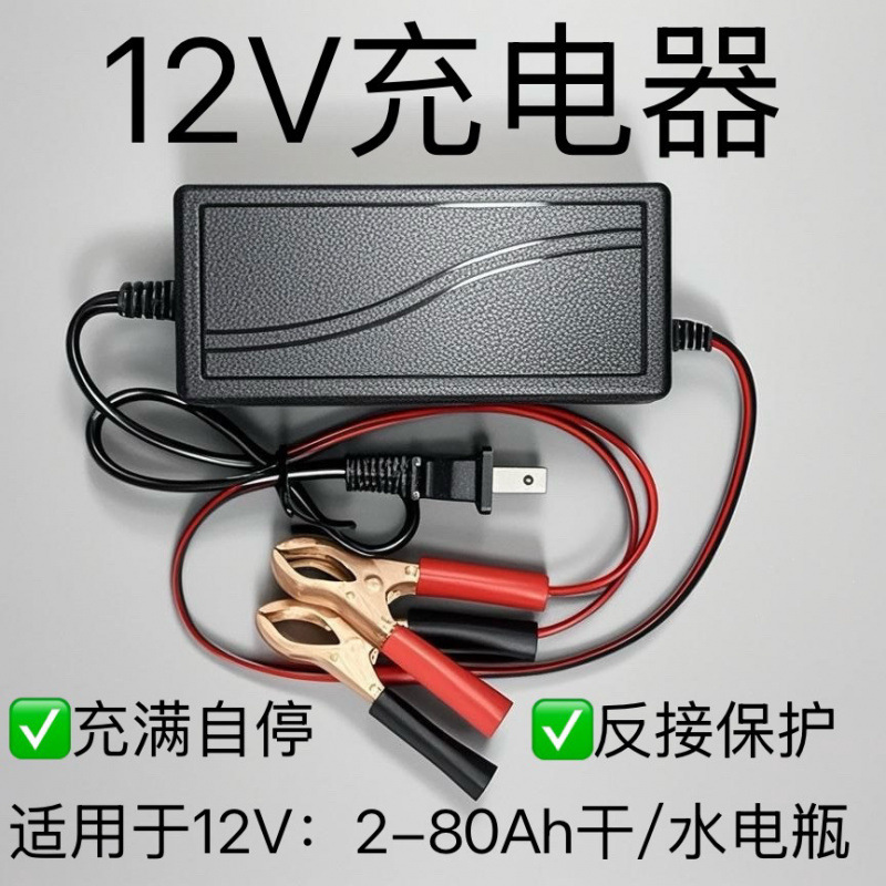 12V电动车充电器智能快速充电机轿车充电器蓄电池修复通用充电器