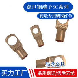 供应窥口铜端子SC2.5-300平本色原色冷压铜鼻子铜接线端头T2紫铜