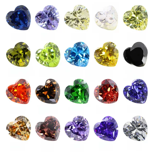 Huagang gem heart-shaped zircon bare stone ring wholesale white color pointed bottom AAA Hao stone main stone artificial drill