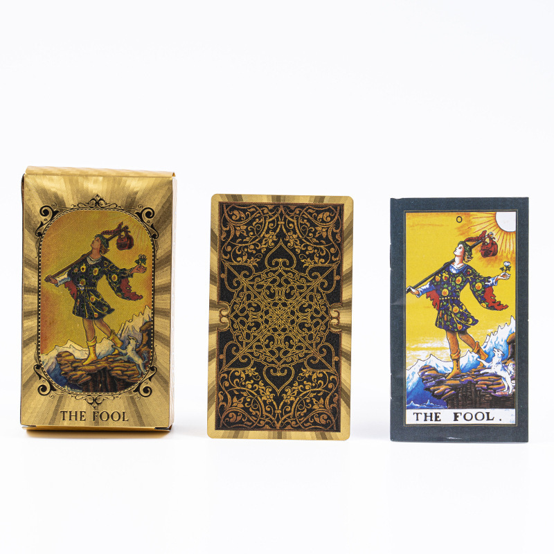 Tarot Cards Gold Foil Waterproof Board Game Set Full Deck_voghion.com