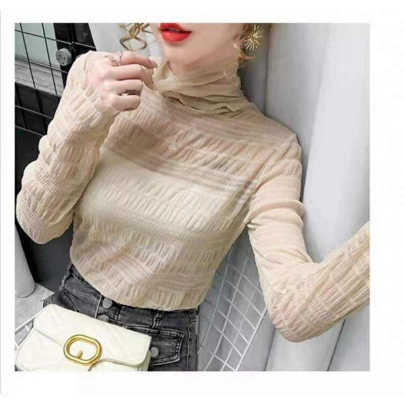 Пузырьковая кружевная укладка с воротником, нижняя рубашка женская осень-зима