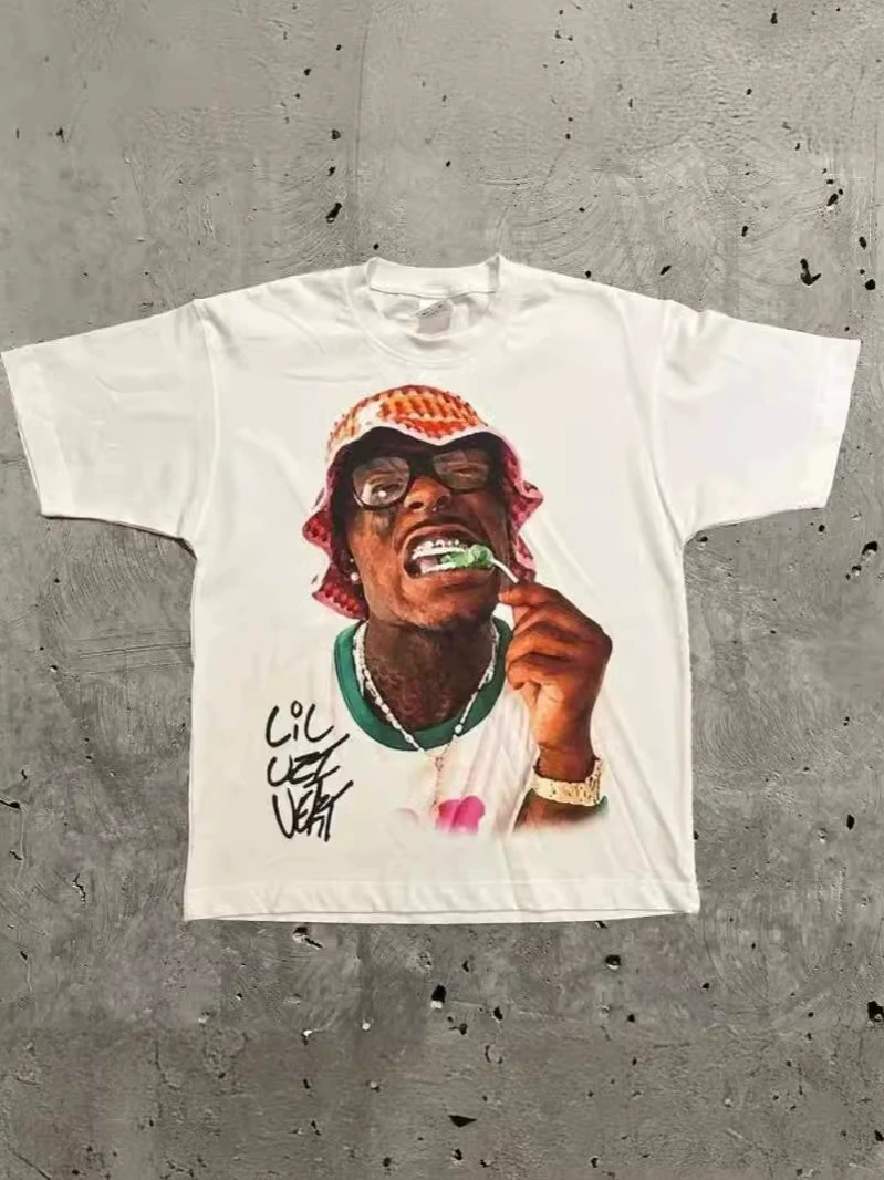 Retro trend short sleeve T-shirt hip-hop style for leisure, Gothic, oversize