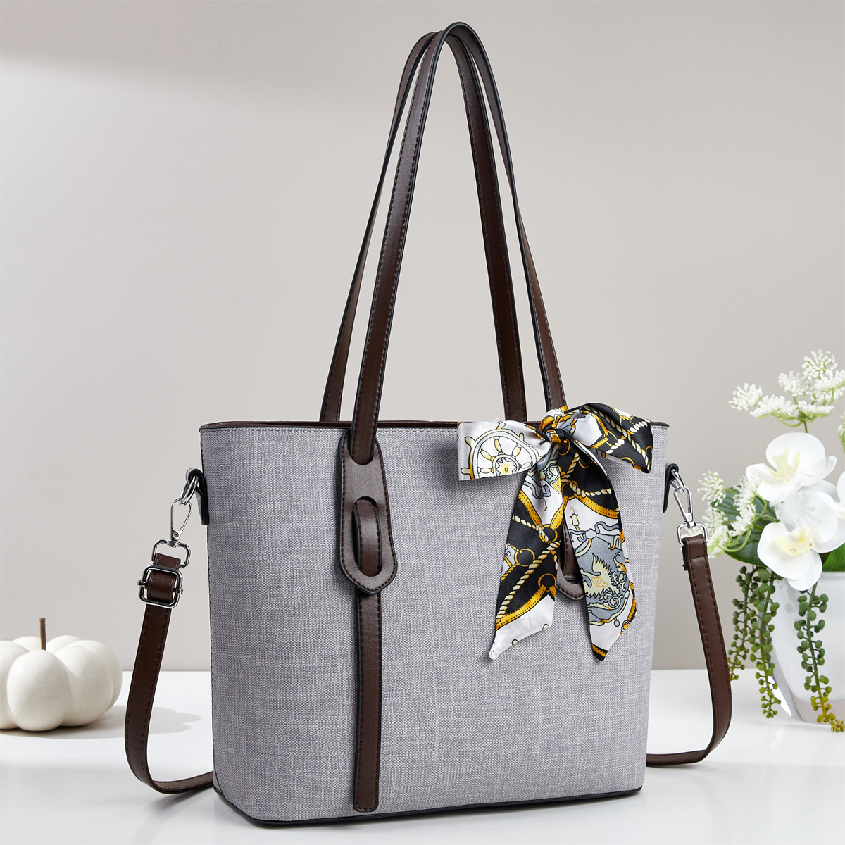 Buñuelo de seda decorado bolso de hombro de gran capacidad, bolso de mano, bolso de mano, bolso de mochila de moda casual, bolso de tote