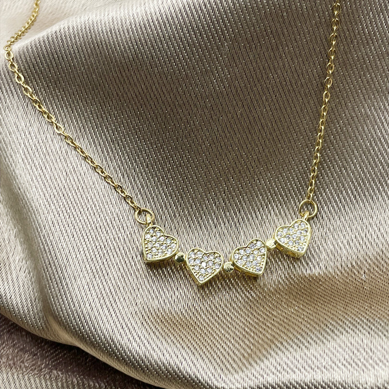 Fashion Four Leaf Clover Heart Shape Titanium Steel Rhinestones Pendant Necklace display picture 2