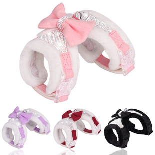 New Dog Leash Autumn and Winter Warm Pet Harness Shiny Rhinestone Dog Harness Cross-Border Hot Sale