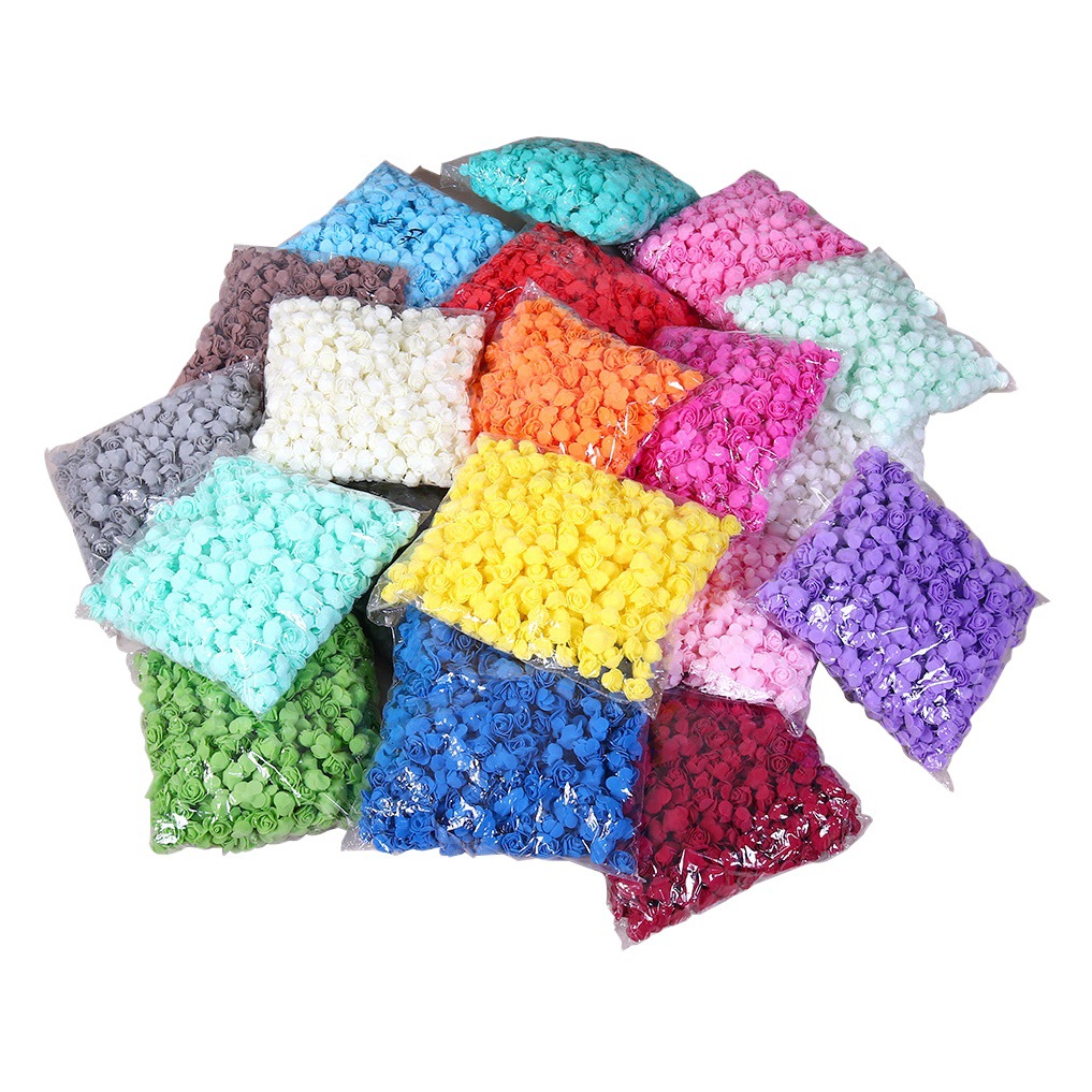 3,5 cm simulación de espuma PE Rosa flor cabeza DIY Día de San Valentín Rosa boda caja de dulces flor decorativa material flor