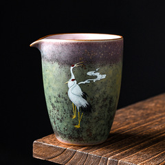 離器煥彩窯變仙鶴公道杯創意家用陶瓷公杯勻杯功夫茶具配件分茶器