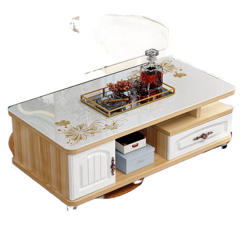Mesa de centro de esquina redonda de estilo europeo Mueble de TV simple combinación de mesa de centro apartamento pequeño mesa de té de vidrio templado mesa sala de estar envío gratis