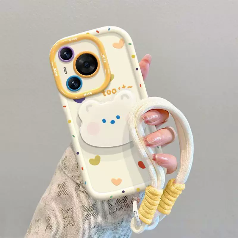 小熊支架iPhone16pro手机壳高级感小众苹果15外壳14/13/12可爱