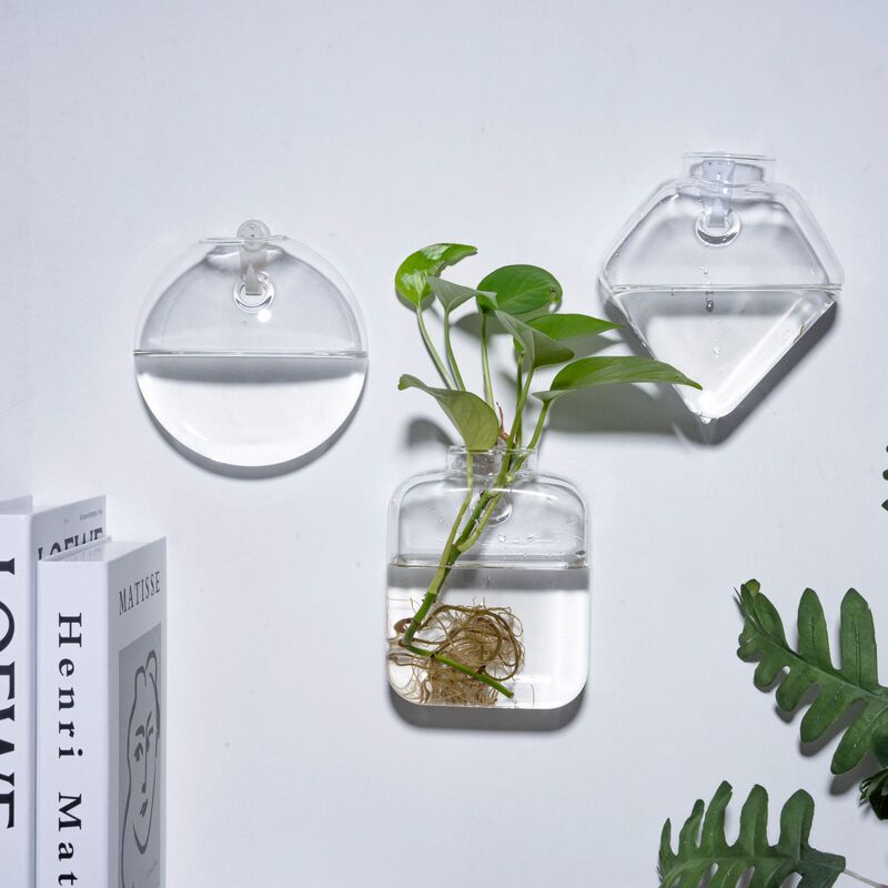 挂壁水培花瓶墙上绿萝水培玻璃花瓶挂墙花瓶装饰品悬挂式水培花瓶|undefined