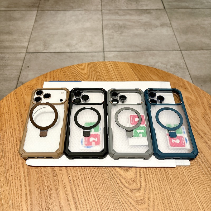 四角防摔适用苹果17支架磁吸手机壳iPhone16Proamx磨砂肤感镜头膜|undefined