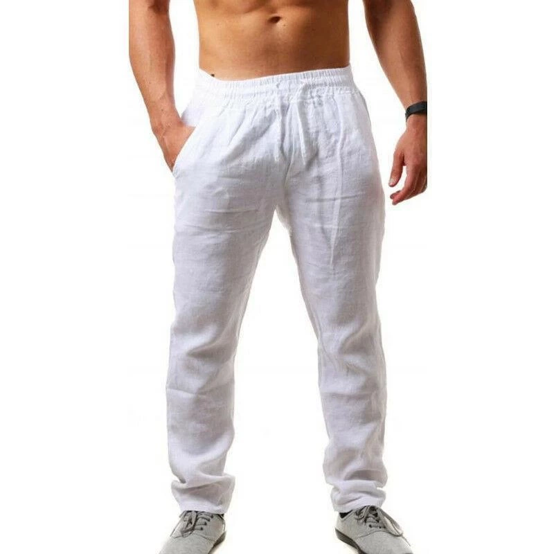 2022 Autumn New Men's Casual Cotton Linen Pants Male Summer Sweatpants Solid Color Linen Trousers Fitness Track Pants S-4XL business casual pants men