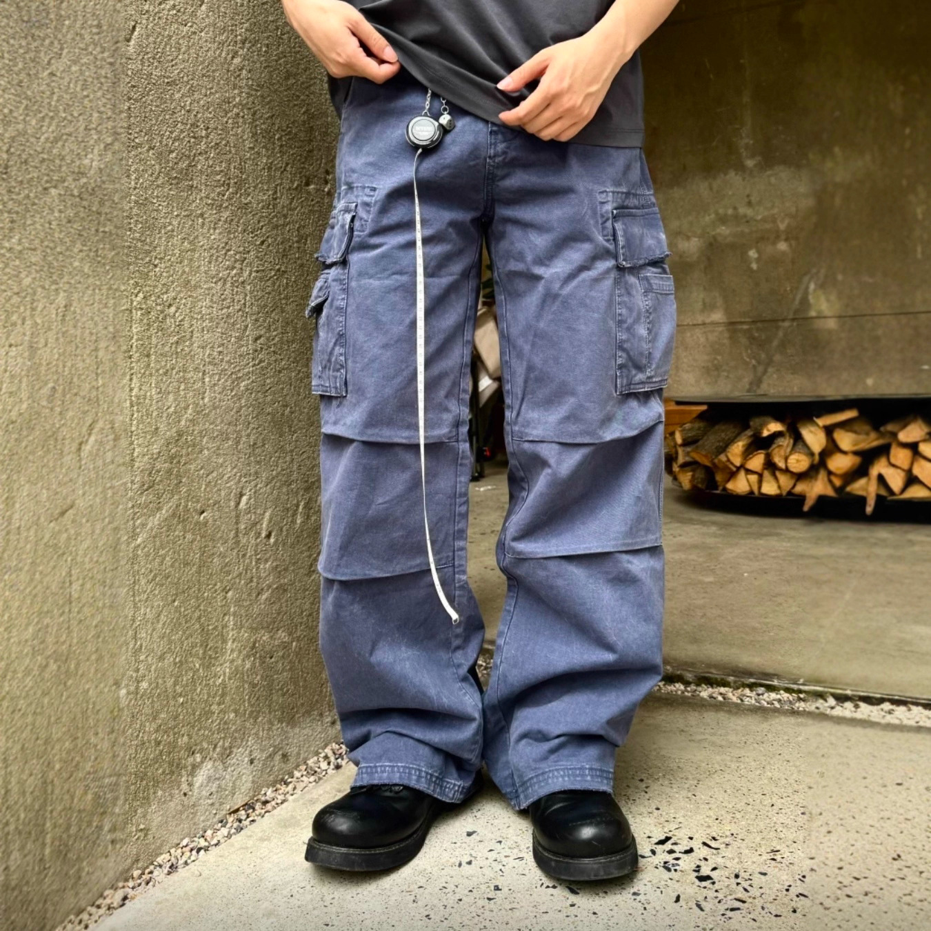 Erd Grjkd Melancholic Rich Second Generation Retro American Washed Flap Pocket Pants Loose Casual Straight Cargo Pants for Men and Women