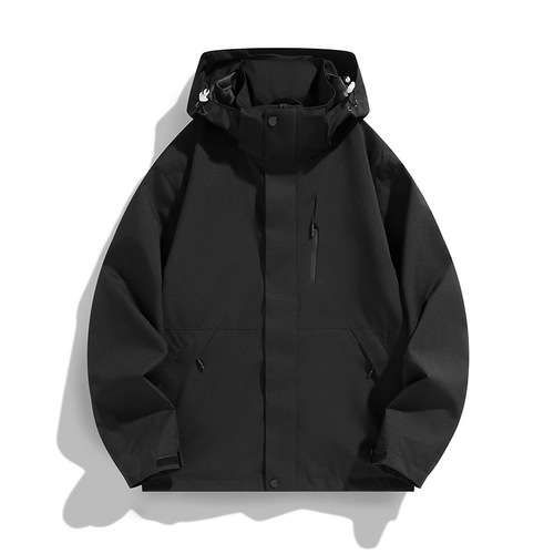 2024 Spring and Autumn Couple Outdoor Three-Proof Jacket Jacket Men's Mountaineering Jacket Hooded Jacket Men's Camping Hiking Single Rush
