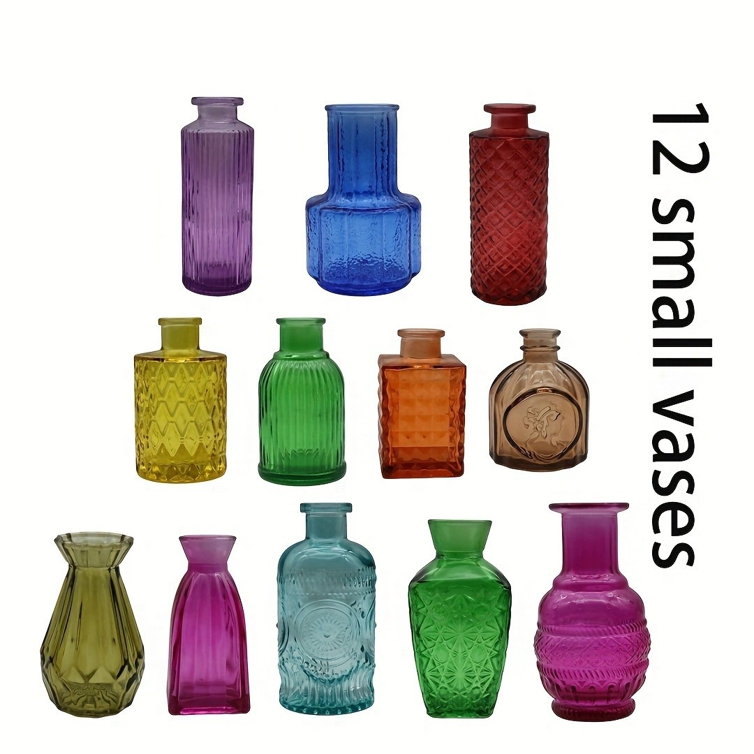 Juego de 12 jarrones pequeños y coloridos