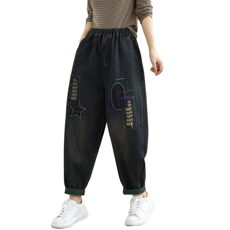Warm trousers for leisure, jeans, plus size
