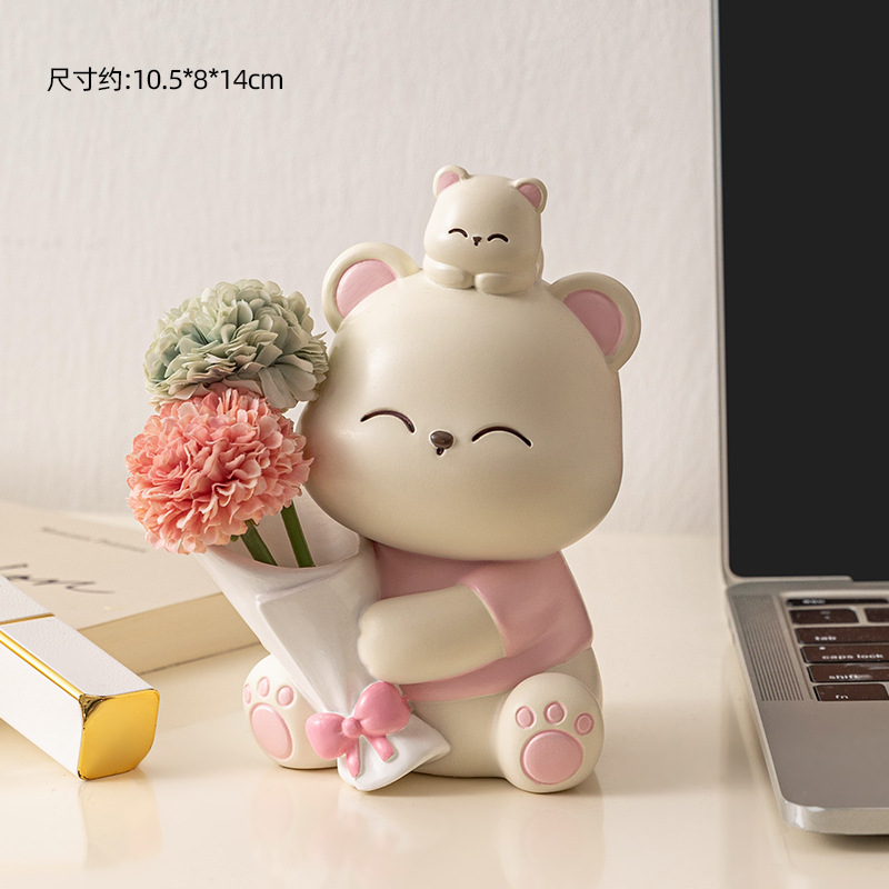 Baoxiong 꽃다발 핑크 트럼펫 볼 이눌린 녹색 (2)