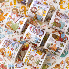 Star Sleep Oil Adhesive Tape, Vagina Doll Series Cute Character Handmade Diary DIY Material Decorative Sticker 4 Styles