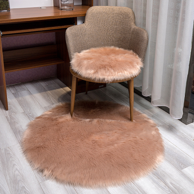 Alfombra de peluche larga dormitorio redondo chica silla mecedora silla de computadora mantas de lana nórdico alfombra de armario image 11