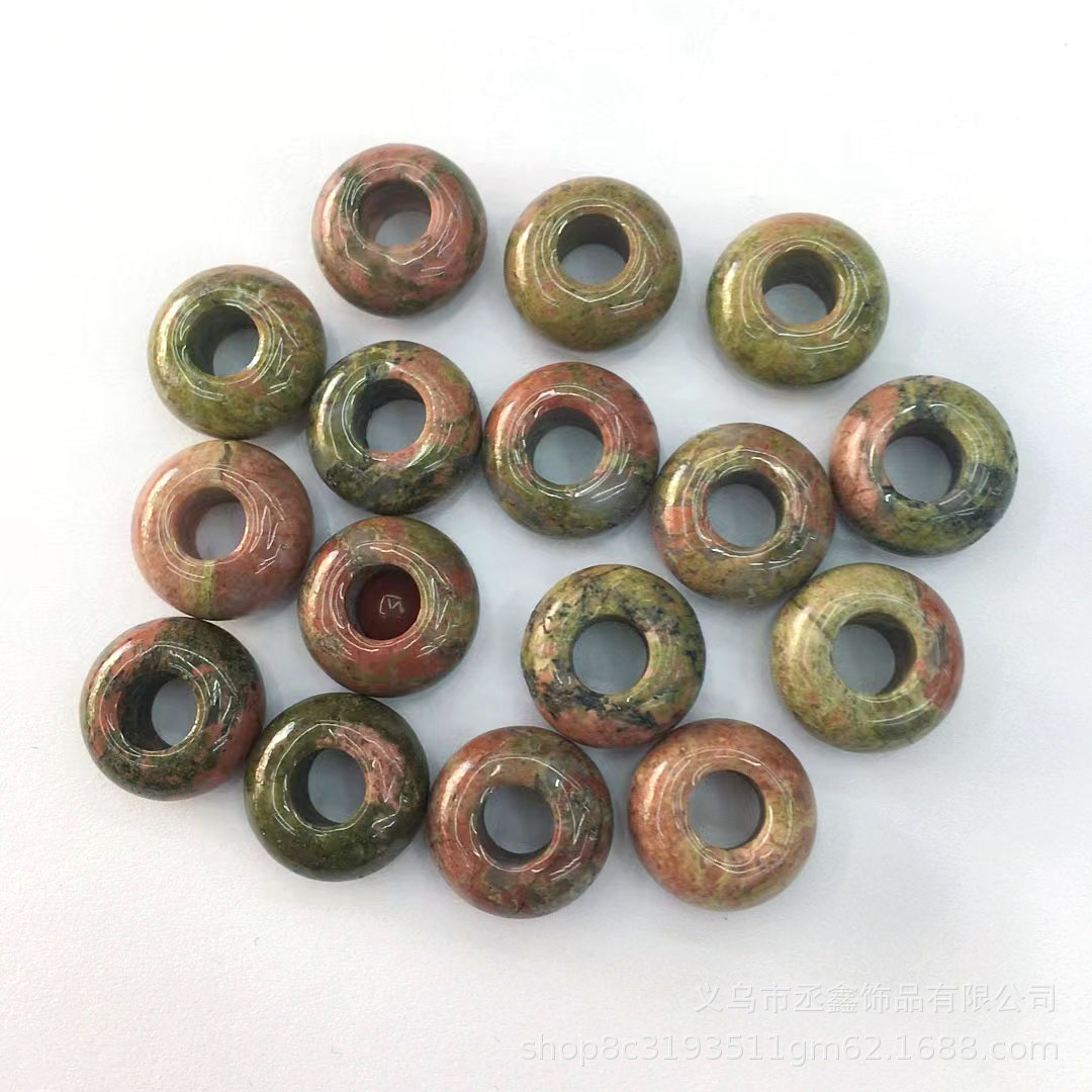 Natural stone large hole beads Tiger Eye Stone abacus beads 7 × 14mm hole 5mm large loose beads spacer beads diy hairpin bracelet hanging