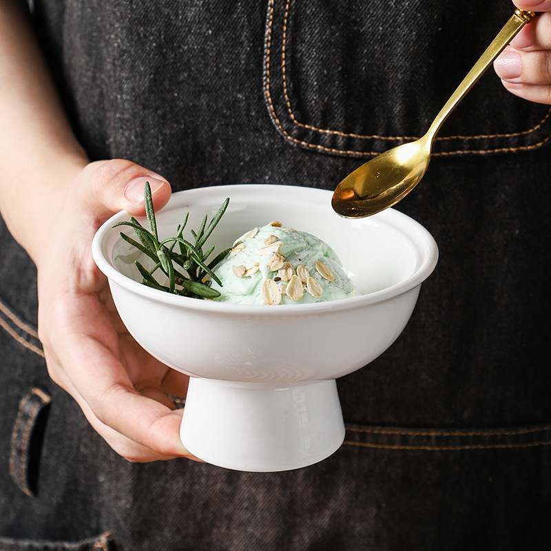 Creative swallows bowl dessert bowl ice cream cup household yogurt bowl pure white goblet Japanese ice cream fruit cup