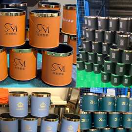垃圾桶不锈钢可印刷logo防阻燃压圈单层大号家用酒店KTV客厅厨房