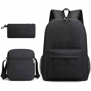 Cross-Border New Hot-Selling Peripheral Printed Student Schoolbag Backpack Single Shoulder Pencil Case 3-Piece Set