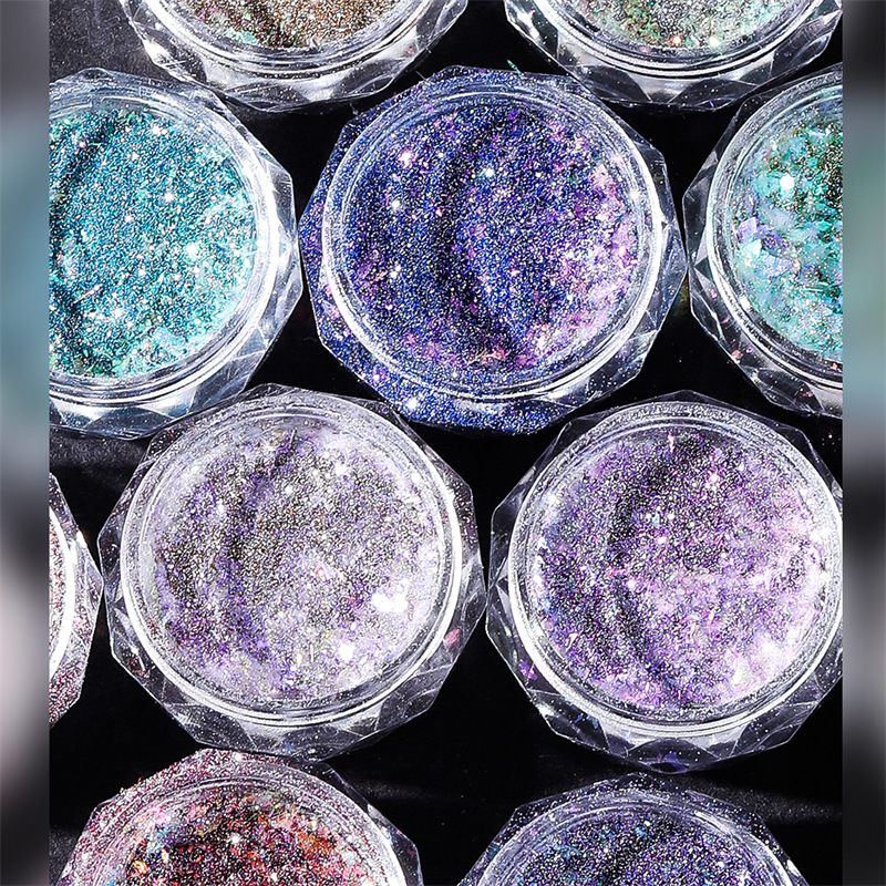 Internet celebridad nueva fantasía manicura Opal brocado diamante polvo flash polvo reflectante diamante lentejuelas disco flash polvo