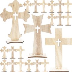 新しい木製十字架工芸品、クリエイティブDIY、小さな洗礼式テーブルデコレーションセット、工芸品、クリスマス飾り