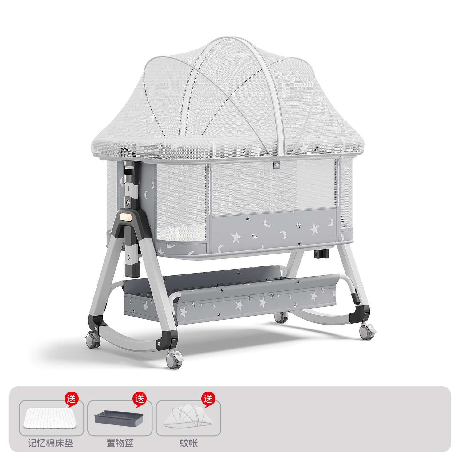 Cama para bebés, cama de cuna para recién nacidos, cama de empalme grande, cama móvil portátil plegable multifuncional 2 en 1