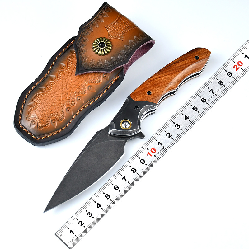 新款乌兹钢户外折叠刀高硬度锋利木柄随身刀具野外防身小刀户外刀