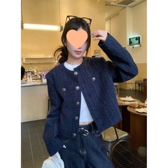短款小香风外套女2025秋冬季单排扣复古休闲宽松长袖圆领上衣