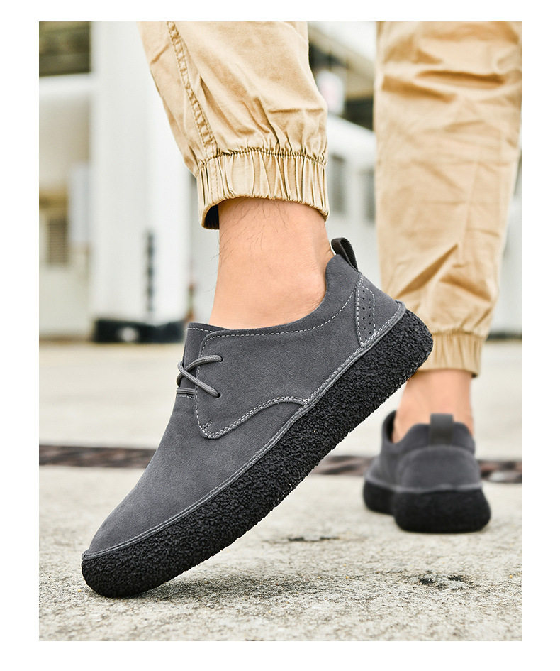 Giày sneaker nam cổ thấp da lộn phối lưới, đế dày — 2307 ren màu xám, 2307 ren nâu, 2307 ren đen, ren 2307m màu chi tiết 19