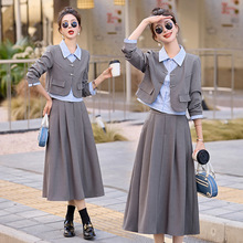 潮牌服饰时尚气质假两件套裙女2024年春季新款小个子韩版两件套装
