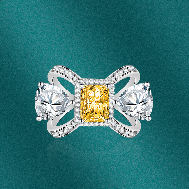 Fashion Bow Knot Copper Plating Zircon Open Ring 1 Piece